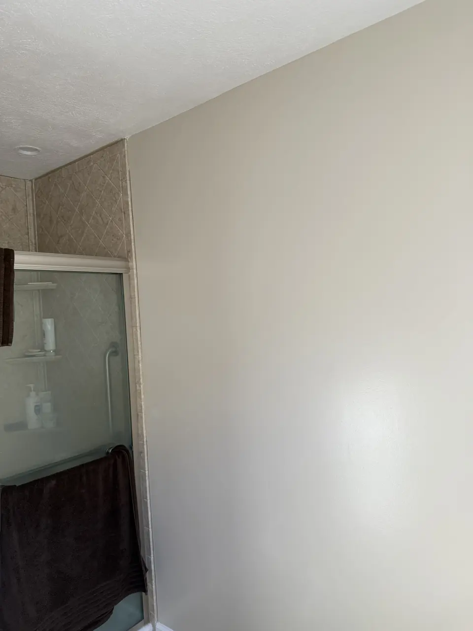 Same bathroom with smooth, painted walls